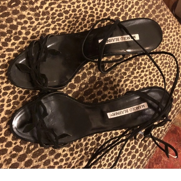 Manolo Blahnik Shoes - 💃👠👠MANOLO BLAHNIK Black Heels Sandals SIZE 37